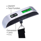 Digital Luggage Scale, 110lb Capacity, Backlit LCD Display, Temperature Sensor, Silver
