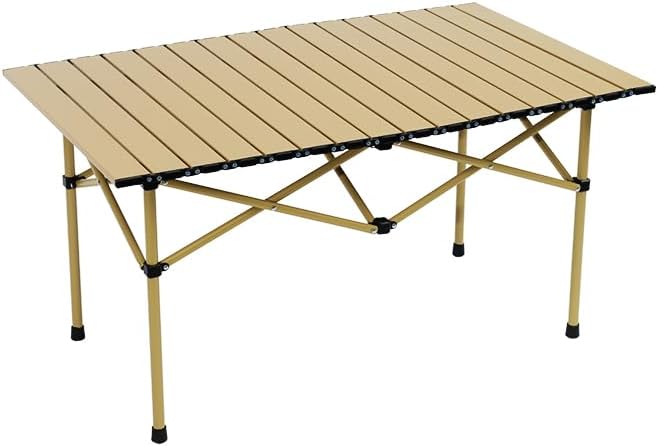 Wind Tour Portable Camping Table Folding Side Table Aluminum Lightweight Table with Carry Bag for Outdoor Cooking Hiking Picnics BBQ Travel (37.4 * 22.4 * 19.7Inches,Khaki)