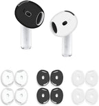 6 Pairs Ear Cover for AirPods 4,Anti Slip Ear Skin Tips Accessories Sport Ultra Thin Slim Soft Silicone Ear Tips Earbuds Gel Cover Compatible with AirPods 4th Generation (Black+White+Clear)