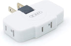 SYCON 3 Way Wall Outlet Extender AC Adapter, 2-Prong Swivel Mini Indoor Wall Tap Power Outlet Extender Plug, White
