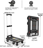 Push Cart Folding Platform Truck Plastic Push Cart Heavy Duty Portable Trolley with Retractable Assis for Luggage Travel Moving Office Platform Hand Truck (Large Black)