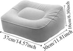 Footrest with Air Pump - Soft Flocking Adjustable Height Leg Support Cushion for Travel, Office & Home Use,37x30x16cm/14.57x11.81x6.30in(Grey)