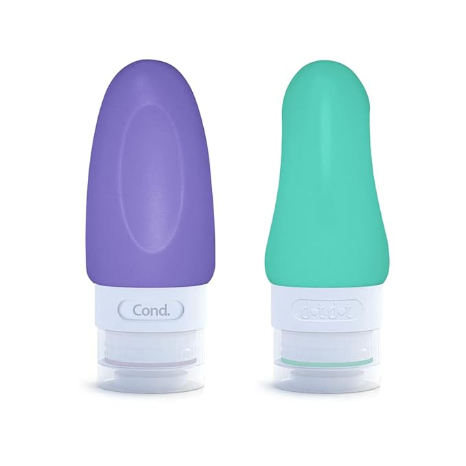 Dot&Dot Leak Proof Toiletry Bottles - 4 Pack Silicone Travel Bottles - Shampoo & Conditioner Container with TSA Quart Bag - 1 oz