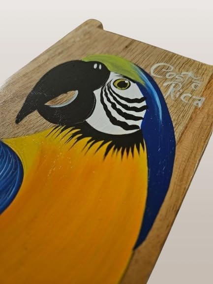 Tapanti store.Chorreador,Costa Rican handcrafted foldable wooden pour-over coffee maker.Includes a reusable cloth filter.Hand painted Macaw wooden design.Light Cedar.Perfect for travel (Blue/Orange)