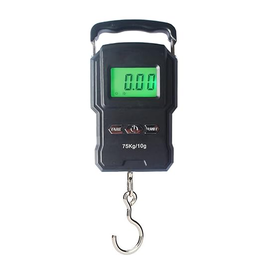Portable Electronic Hook Scale Digital Hanging Bag Luggage Weight Scale Fishing Scale with Measuring Tape 165Lb Black