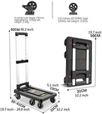 Push Cart Folding Platform Truck Plastic Push Cart Heavy Duty Portable Trolley with Retractable Assis for Luggage Travel Moving Office Platform Hand Truck (Small Black)