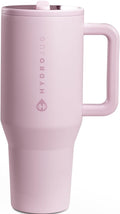 HydroJug Traveler - 32 oz Water Bottle with Handle & Flip Straw - Fits in Cup Holder, Leak Resistant Tumbler-Reusable Insulated Stainless Steel & Rubber Base - Gifts for Women & Men, Sweet Pea