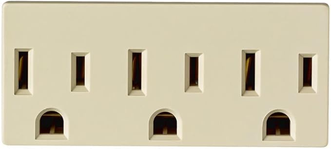 Leviton R53-697-I Three Outlet Grounded Adapter Ivory