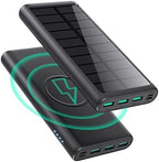RGVOTA 5 in 1 Wireless Portable Charger Power Bank,36800mAh 5 Output Dual QC4.0 25W PD USB C Battery Pack,15W Wireless Fast Charging,IP65 Solar Charger Compatible with iPhone14,13,12 Series,iPad etc
