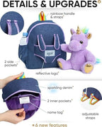 Naturally KIDS 【Upgraded】 Medium Backpack w Removable Purple Unicorn Toy for Girls Age 4-7 | Side&Inner Pockets, Reflective Logo, Sparkling Material | Unicorn Gifts for 5 Year Old Girls – Medium size