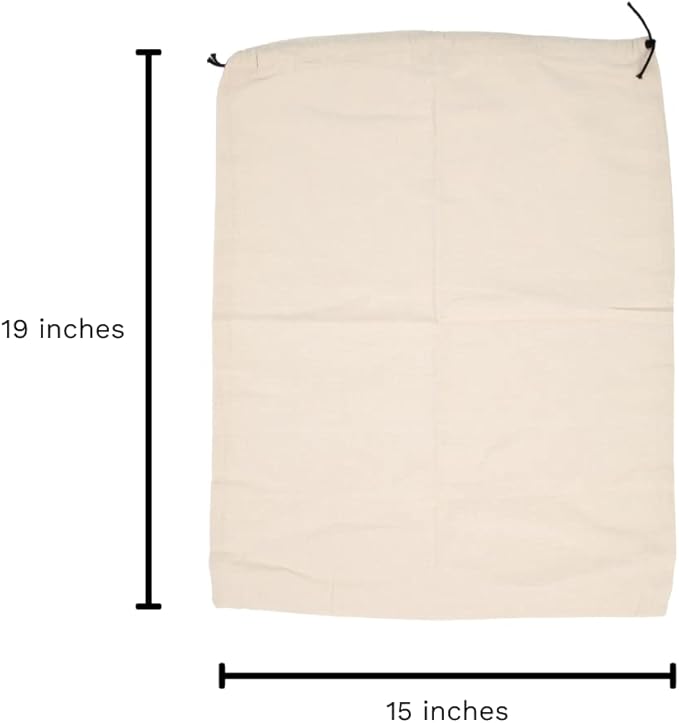 Shoe Bags for Travel Packing - Drawstring Sneaker Travel Bags - Cotton Cloth Shoe Dust Bags for Storage & Luggage - Washable Dust Cover Bags for Boots and Dress Shoes (3 Medium: 19"x15")