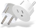 OREI American USA To European plug adapter – Type E/F schuko plug adapter - Use in Germany, France, & more - CE Certified – For Mobile, Laptop & Camera Chargers - 2 Pack