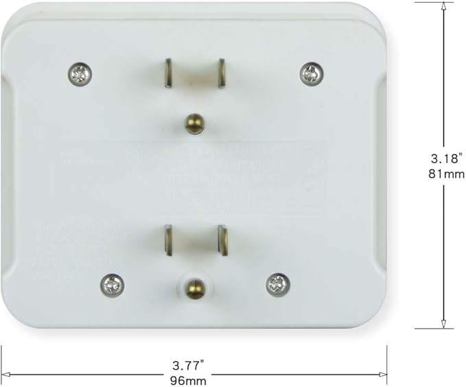 OSKOS 6 Outlet Triple Extender, 3 Prong Grounded Wall Tap, Multiple Outlet Adapter Plug for Travel Home Hotel Office, ETL Listed, 2 Pack