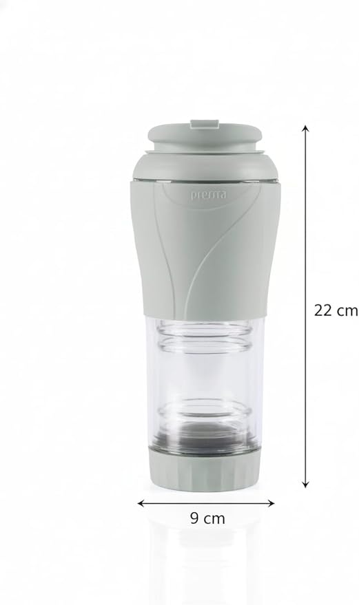 Pressca - Portable Coffee & Tea Maker - Thermal Coffee & Tea Infuser, French Press, Single Serve Coffee Maker, BPA Free - Home & Kitchen Accessories & Utensils - 12 fl oz, Gray