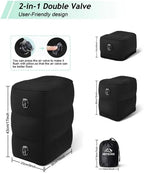 Inflatable Travel Foot Rest Pillow, Kids Airplane Bed, Adjustable 3 Layers Height Leg Rest Pillow, Adults Travel Essentials Great for Airplane, Office, Home, Trains, Cars (Black)
