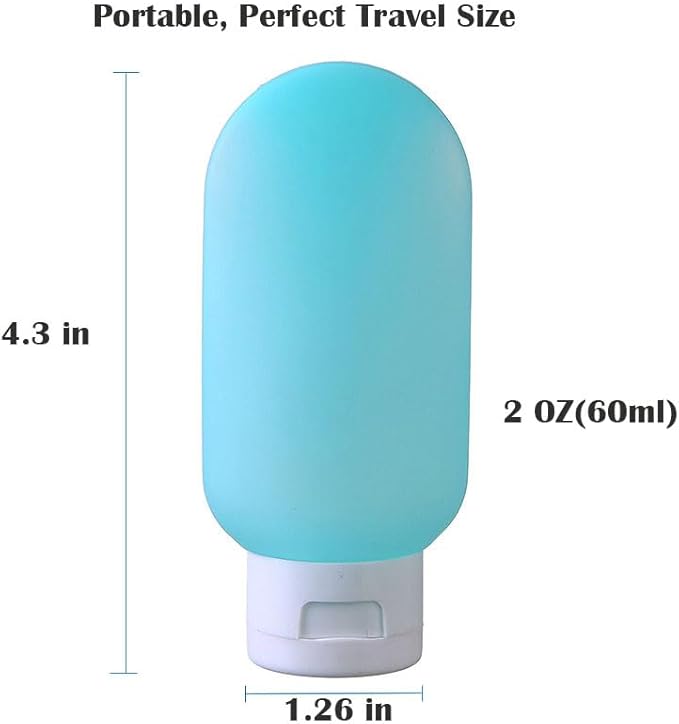 Travel Bottles for Toiletries: 4 Pack 2oz TSA Approved Travel Containers, BPA Free Leak-Proof Refillable Squeeze Bottles, Portable Travel Size Container for Shampoo Conditioner Lotion Body Wash