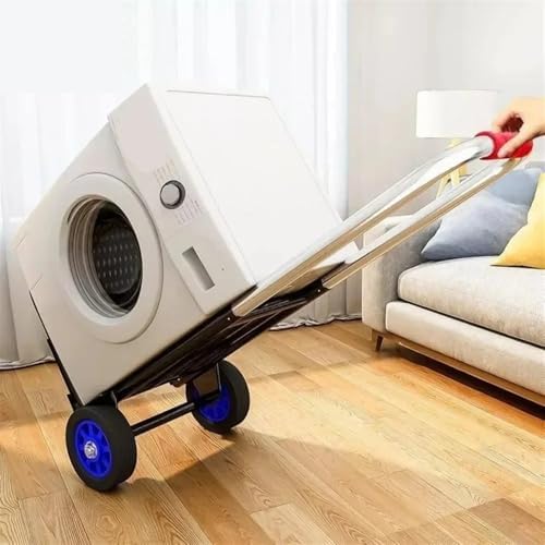 Heavy Duty Folding Hand Truck Portable Shopping Trolley & Luggage Cart for Outdoor Use Adjustable Stair Climbing Dolly with 20mm PU Wheels Foldable Design for Easy Storag