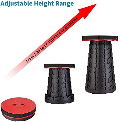 Fishboy Upgraded Collapsible Stool, 400lbs Max Weight, Lightweight But Sturdy, Portable Retractable Folding Telescoping Foldable Camping Stool for Adults Outdoor Fishing Hiking BBQ