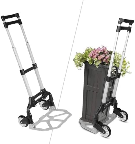 Lightweight Portable Folding Hand Truck - Durable Aluminum Trolley for Effortless Luggage, Grocery, and Shopping Transport