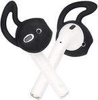 JNSA 6 Pairs Silicone Ear Tips Earphones Holders Compatible with Air Pods 1&2,Silicone Soft Anti-Slip Sport Earbud Tips, Anti-Drop Ear Hook Gel Headphones Accessories Tips (Black 6 Pairs)