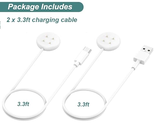 Kissmart Charger for Google Pixel Watch 2 & 3, Replacement USB-A/C Charging Cable Cord for Smart Watch (3.3ft/1m) (White)