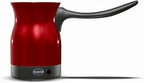 Electric Turkish Coffee Maker Kettle Pot Stainless Steel Cool Touch Handle Travel Size, Fast Boil & Keeps Water Boiling for Arabic & Greek Coffee, Tea 0.3L (RED)