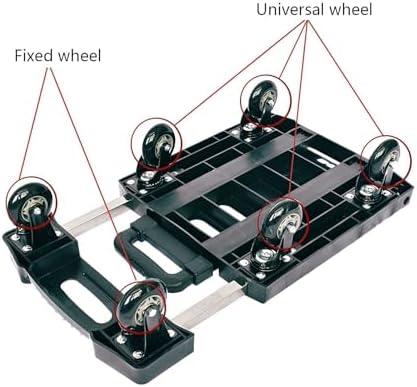 Folding Hand Truck Trolley Cart with 6 Wheels and Extendable Handle for Luggage Moving and Storage