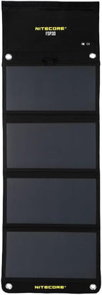 NITECORE FSP30 30W Portable Solar Charger, USB-A & USB 3 Output Ports, High Efficent 4 Foldable Panels for Camping Hiking Van RV Trip Compatible with Phones and Tablets with Nitecore Sticker