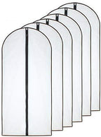 Garment Bags for Hanging Clothes (Set of 6) Black Side Breathable Garment Bag Clothes Cover Clear Full Zipper Bags for Suit Clothes Storage (24'' x 48'', Black)