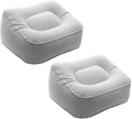Travel Foot Rest Pillow Inflatable Footrest Lumbar Support Flocking PVC Pillow for Car Airplane Office Camping (Grey)