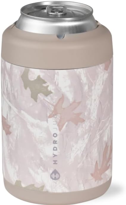 HydroJug Standard Can Cooler - 2-in-1 Insulated Can Cooler Cup - Stainless Steel Can Holder with Non-Slip Rubber Base - Screw-Top Lid - Dishwasher Safe - 12oz, Camo