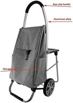 Portable Folding Trolley with Waterproof Fabric Multi Function Shopping Cart Increased Storage Capacity Blue Hand Truck Convenient Seated Design 60x100cm