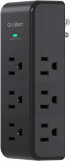 Surge Protector Outlet Extender, 9 AC Multi Outlet Wall Plug with Rotating Plug, 1800J Wall Charger, 3-Sided Power Strip Electrical Plug Adapter Outlet Splitter for Home Office Dorm, Black