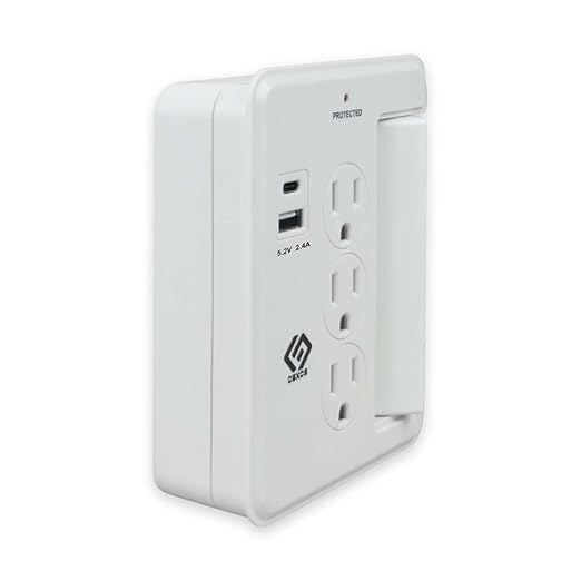 OSKOS 6 Outlets Wall Outlet with 2.4A USB Charger (1A1C), 500J Surge Protector, Wall Tap, 15A/120V/1800W Rotatable Outlets, UL Listed