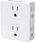 Multi Plug Outlet Splitter, Unidapt Multiple Outlets Extender Adapter with 6 AC Power Socket, Side Splitter Box, Wall Tap Plug Expander for Home Hotel Office Dorm Essentials 1-Pack, White