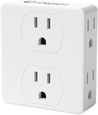 Multi Plug Outlet Splitter, Unidapt Multiple Outlets Extender Adapter with 6 AC Power Socket, Side Splitter Box, Wall Tap Plug Expander for Home Hotel Office Dorm Essentials 1-Pack, White