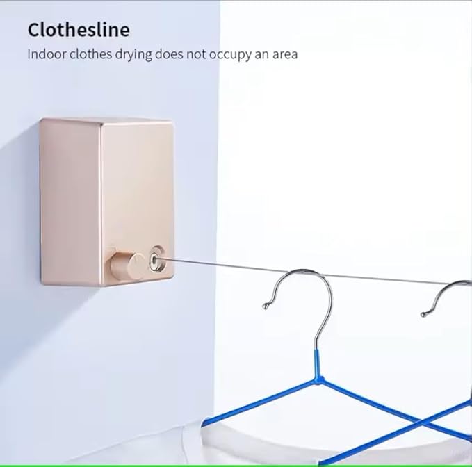 Retractable Clothesline Laundry Line Outdoor Indoor Cord Portable Travel Wall Mounted Space-Saver Single Rope String Clothes Drying Rack for Balcony Bathroom, Heavy-Duty Sold by The Chosen Ones 23.