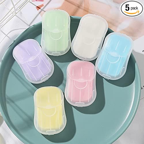 5 Boxes Blue Portable Soaps Sheets, Mini Portable Travel Soap Paper Sheets Disposable Water Soluble Hand Washing Bath Scented Paper Soap Camping Soap and Shampoo for Outdoor,Outdoor Recreation