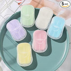5 Boxes Blue Portable Soaps Sheets, Mini Portable Travel Soap Paper Sheets Disposable Water Soluble Hand Washing Bath Scented Paper Soap Camping Soap and Shampoo for Outdoor,Outdoor Recreation