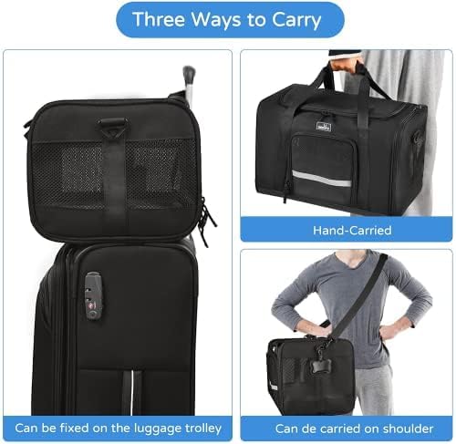 Wakytu Dog Carriers for Small Dogs, Cat Carrier Travel, Expandable, Collapsible, 900D High Density Oxford Cloth, Wear-Resisting, Anti Tearing, Reflective Tape,Safety Lock Zipper
