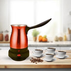 Electric Turkish Coffee Maker Pot Stainless Steel for Arabic, Greek, & Turkish Coffee, Cool Touch Handle 360 Degree Cordless Rotation Base, Fast, Keep Boiling Water 800W (Red)