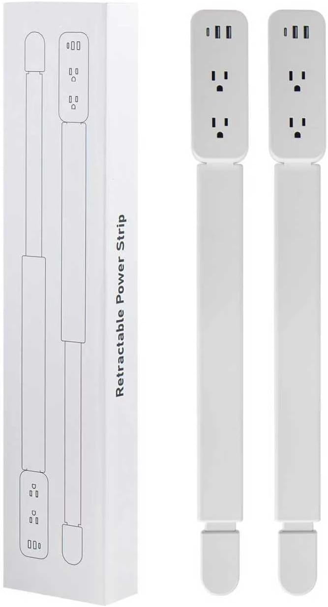Outlet Extender Stick - Features USB-A, USB-C and 2 AC Outlets, Extends 22"-34", Rotates 180° Access Hard-to-Reach Outlets, Wall Plug Power Socket Expander Nightstands, Sofa, Desks and More