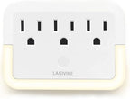 Multi Plug Wall Mount Outlet Adapter, Outlet Extender with Light-Sensing,Power Strip with Warm Night Light for Home Office Hotel Travel-White(1 Pack)