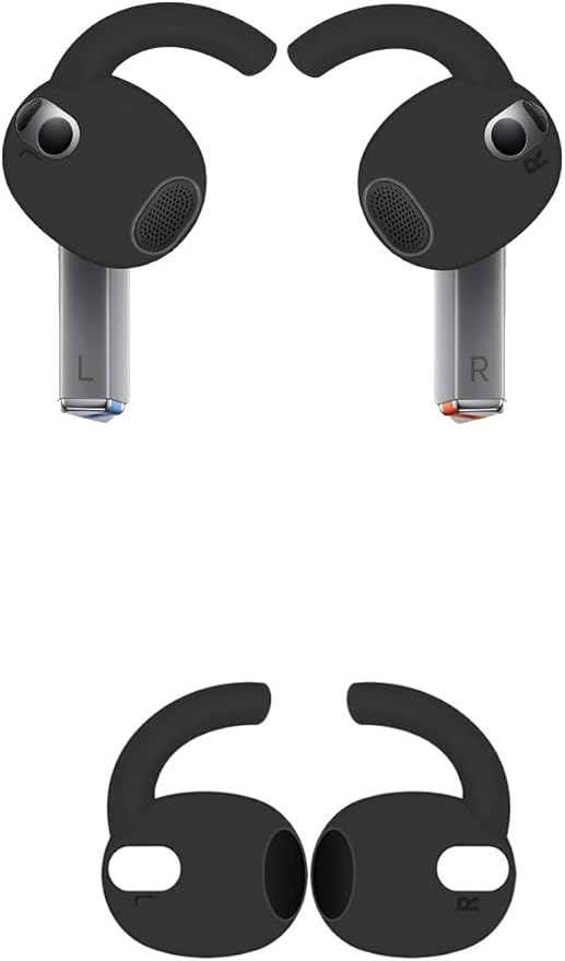 4 Pairs Galaxy Buds3 Ear Hook Cover Grip Tip Anti Slip Wing Accessories Compatible with Samsung Galaxy Buds 3, Black/White 804wb4
