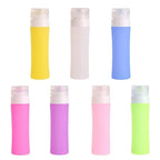 Tvoip 5Pcs 38ml /1.28oz Silicone Refillable Bottle Portable Mini Traveler Packing Bottle Press Bottle(Random Color)