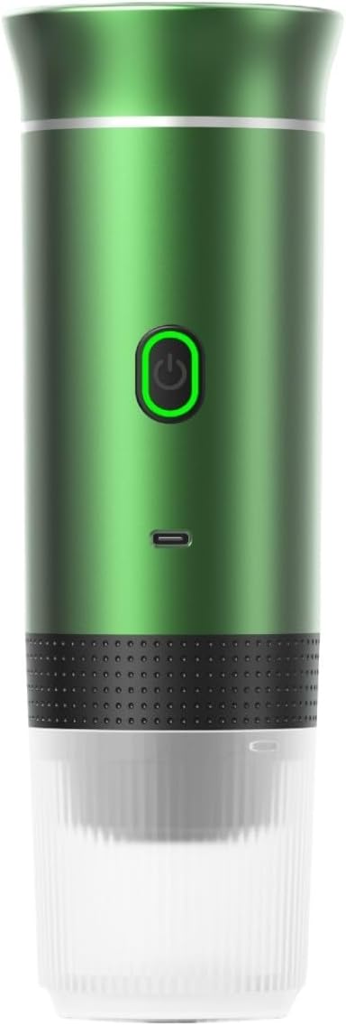 Wireless Portable Electric Coffee Maker with USB-C, Self-Heating, Rechargeable Espresso Coffee Machine for Travel, Camping, RV,Home,Office (green)