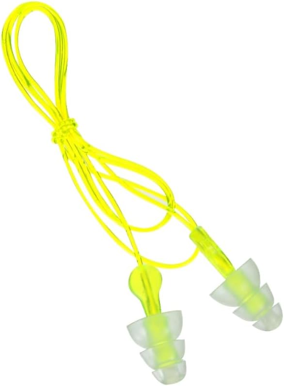 Peltor Sport Tri-Flange Corded Reusable Earplugs Noise Reduction Rating, 26 dB, Comfortable Fit, Ideal for Range, Shooting & Hunting, Washable and Corded, Neon Yellow (97317-10C) 3 Count (Pack of 10)