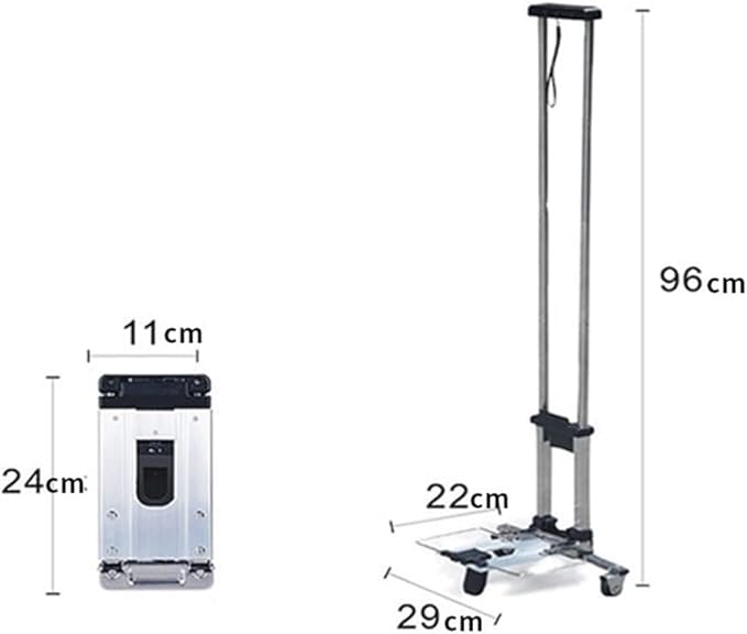 Mini Folding Trolley, Convenient For Storing 30 Kg Portable Luggage Trolley, Shopping Cart, Briefcase, Backpack, Business Travel, Trolley Luggage Trolley, Ultra-small Carrying, Office Moving,Bl