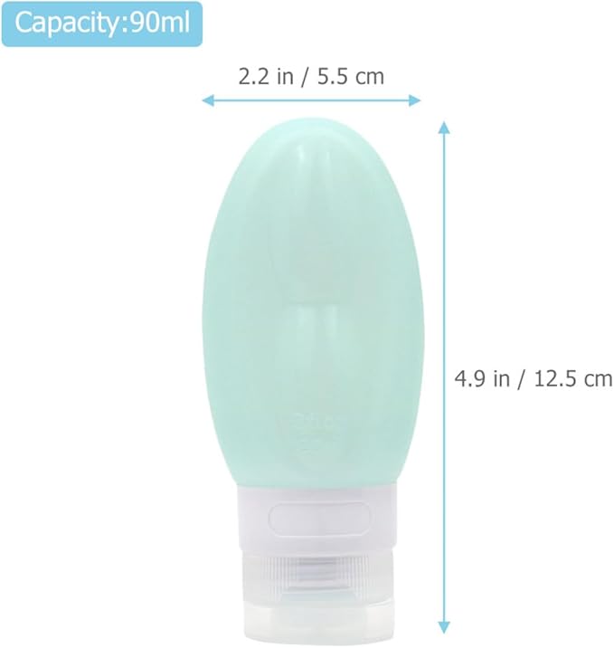4pcs 90ml Silicone Refillable Travel Bottles for Toiletries, Leak Proof Shampoo Container Set with Peach Pink, White, Light Green, Sky Blue for Portable Personal Care