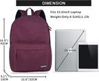 SUPACOOL Casual Laptop Backpack for Men and Women, Backpack for College, USB Charging Port, Lightweight Pack Back(Burgundy Red)